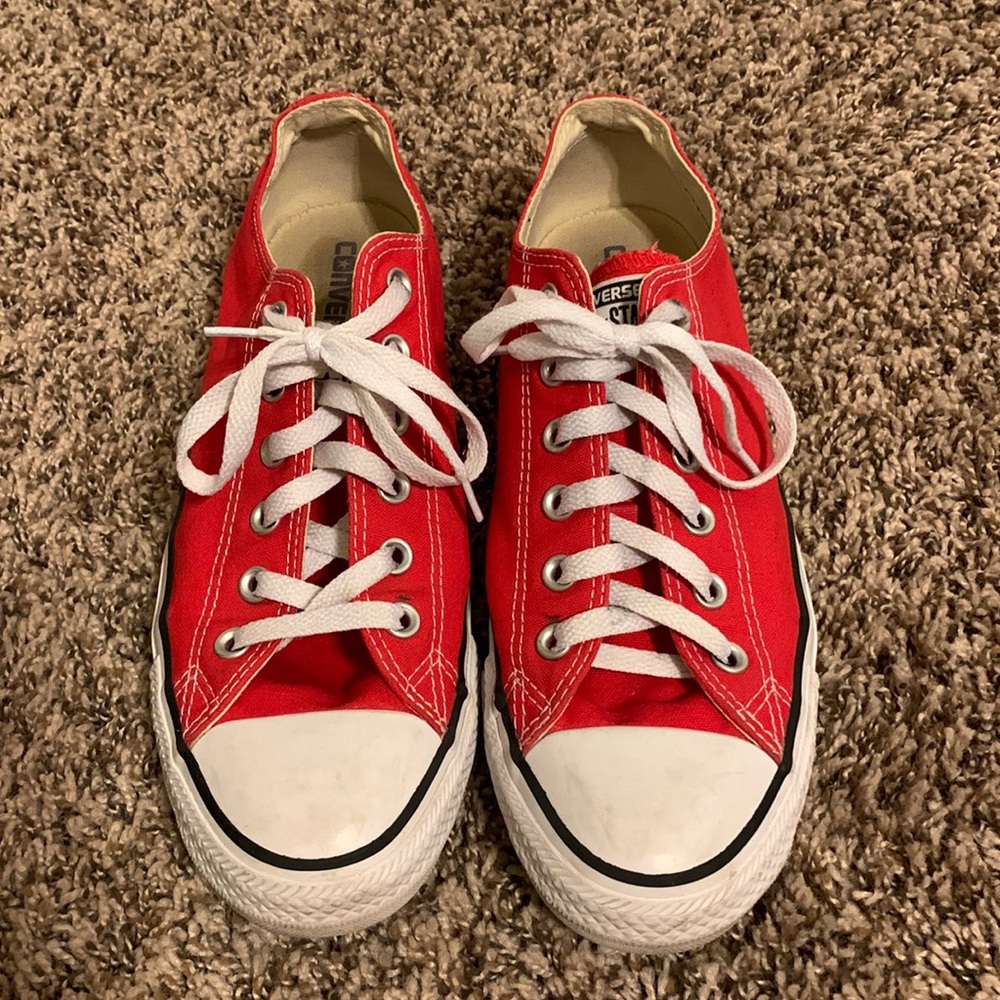 Converse Red Low Top Canvas Sneakers